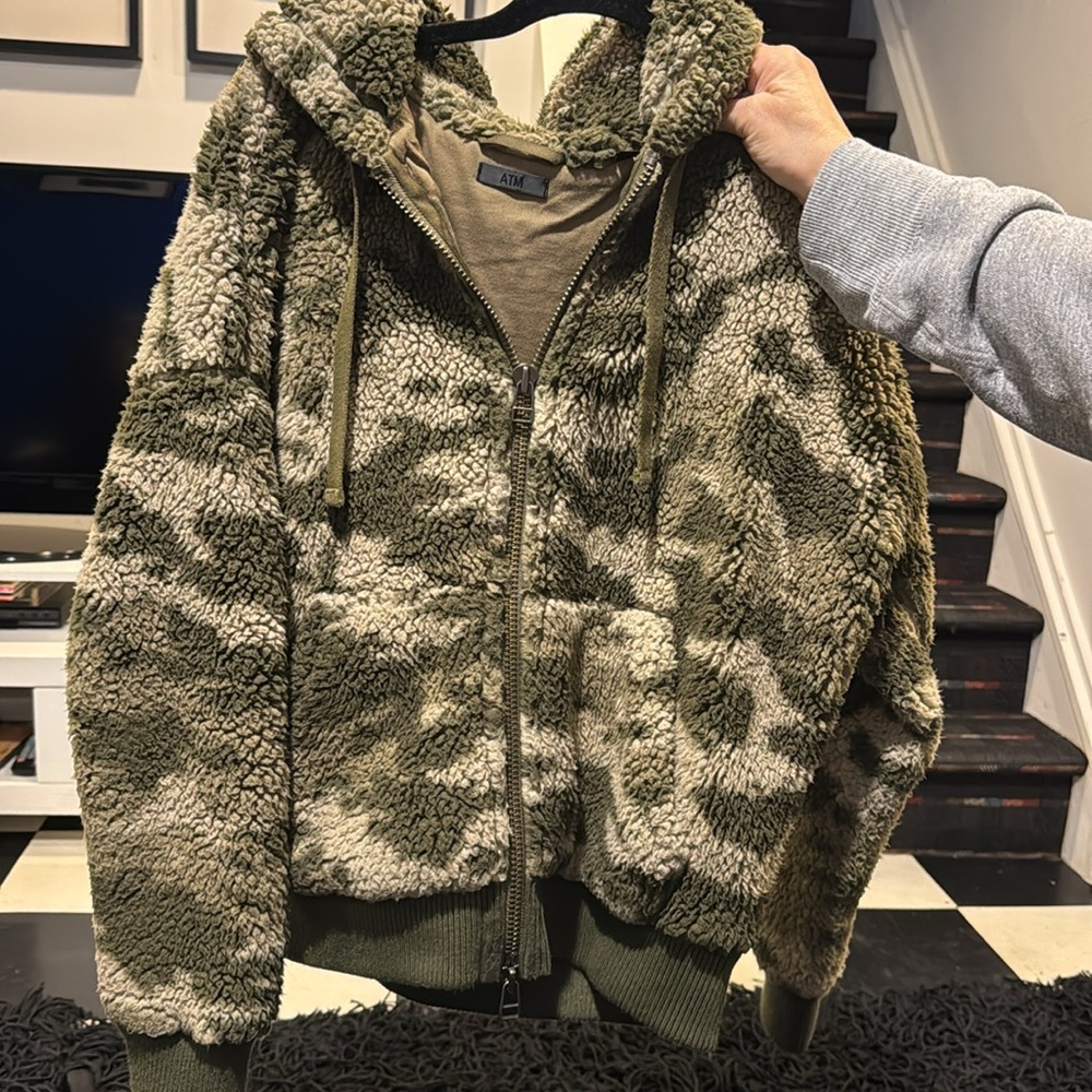 ATM camo fleece sweatshirt jacket with hood